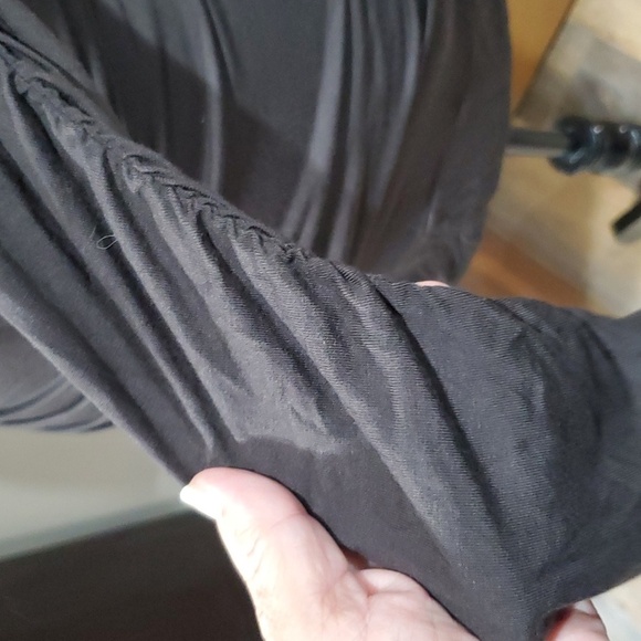 Soft surroundings chocolate brown rousched gathered lightweight long sleeve top - Picture 3 of 5